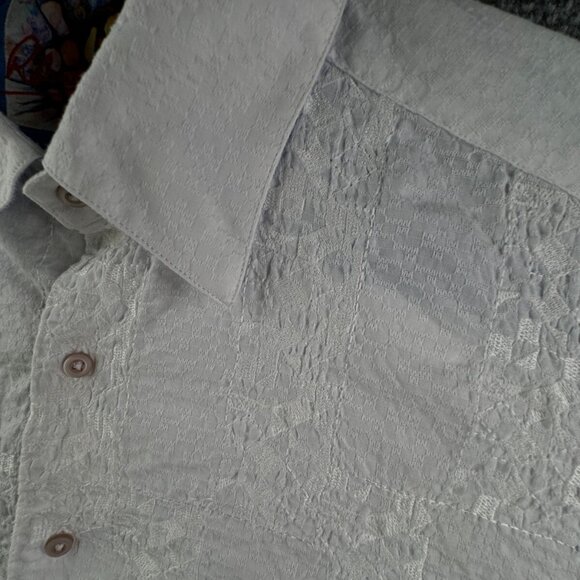 Robert Graham Long Sleeve Button Up Shirt Men Size 2XL White Textured Modal Poly - Picture 10 of 16